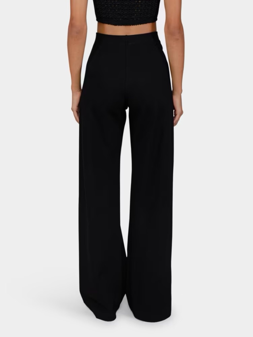 LESET Black High-Rise Wide Leg Trousers
